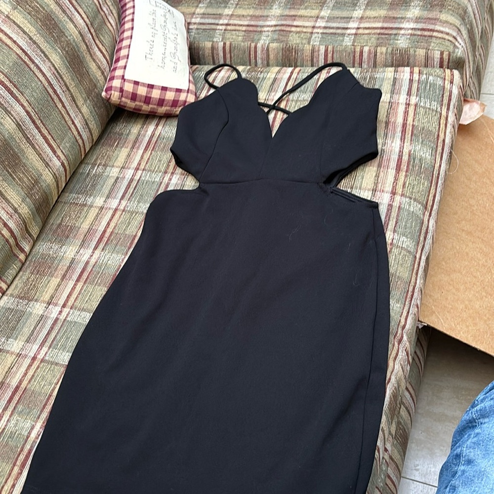 Blue blush cut out dress black